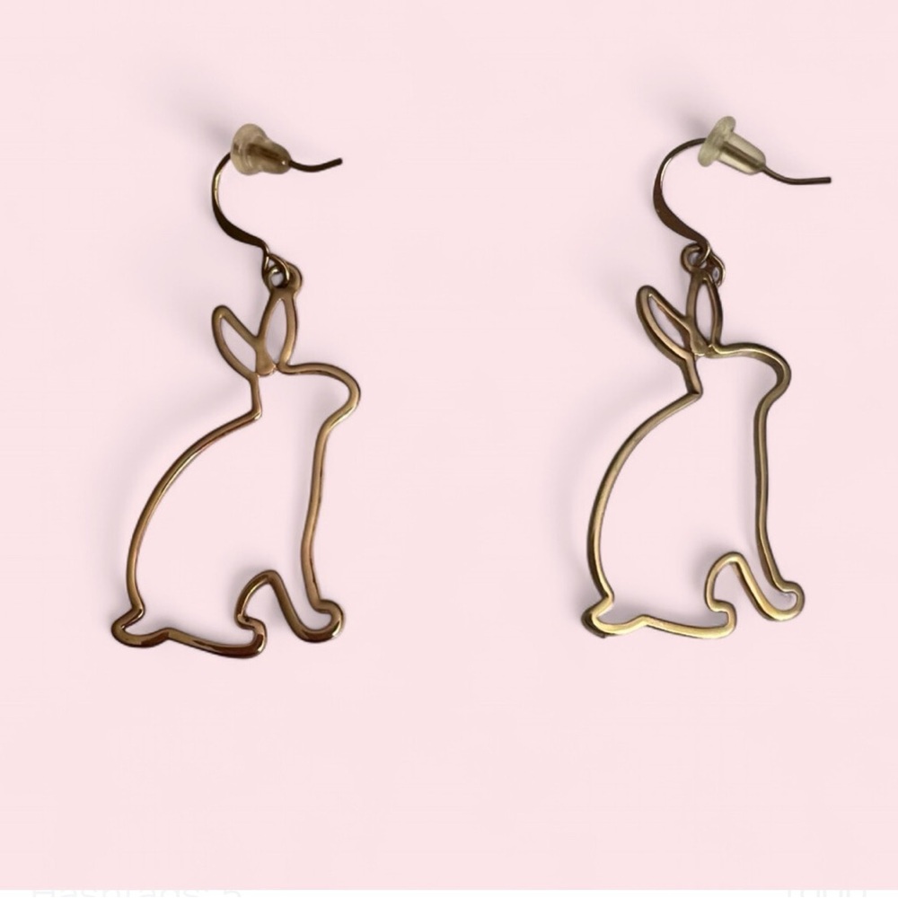 Women's Easter Holiday Fun Bunny Rabbit Outline Dangle Earrings, 2"